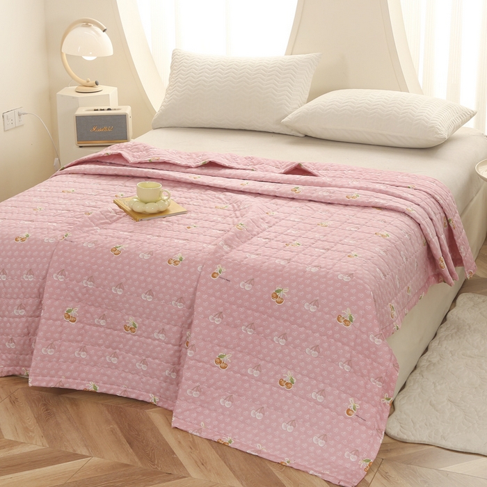 被多多被业 2026新款亲肤棉绗绣夏被空调被夏凉被 樱桃