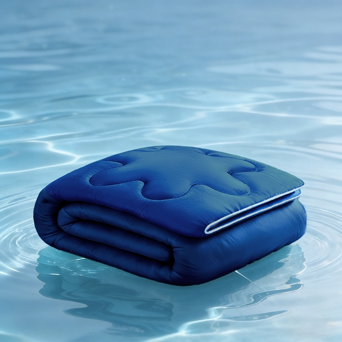 91家纺网 家纺一手货源 找家纺 憨豆家纺 2026新款水洗冰丝夏被四件套星球水洗真丝夏凉被（含抗菌棉）跨境外贸床笠款空调被 远山蓝