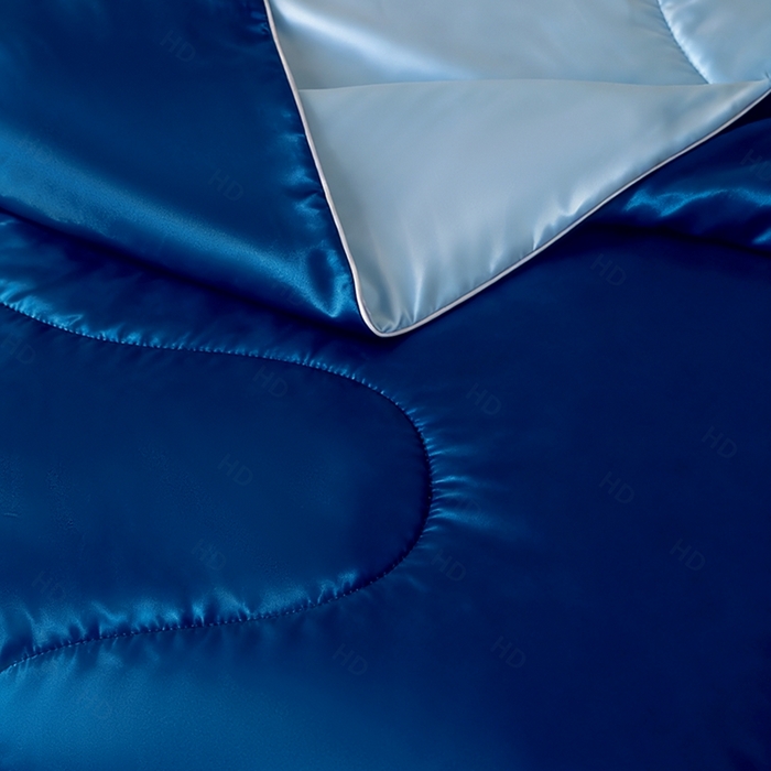 91家纺网 家纺一手货源 找家纺 憨豆家纺 2026新款水洗冰丝夏被四件套星球水洗真丝夏凉被（含抗菌棉）跨境外贸床笠款空调被 远山蓝