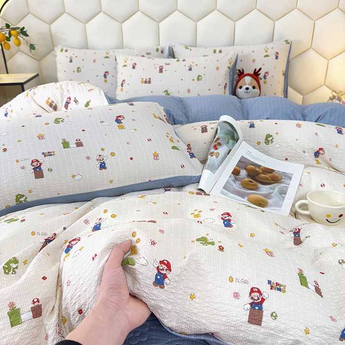 91家纺网 家纺一手货源 找家纺 栩裕纺织 2026新款云感双层纱床盖四件套 百变马力