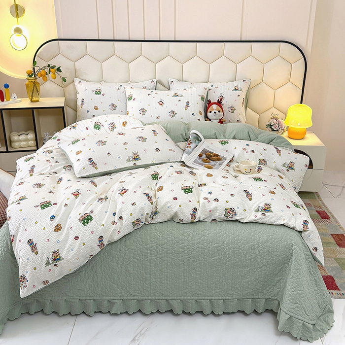 栩裕纺织 2026新款云感双层纱床盖四件套 欢乐小新