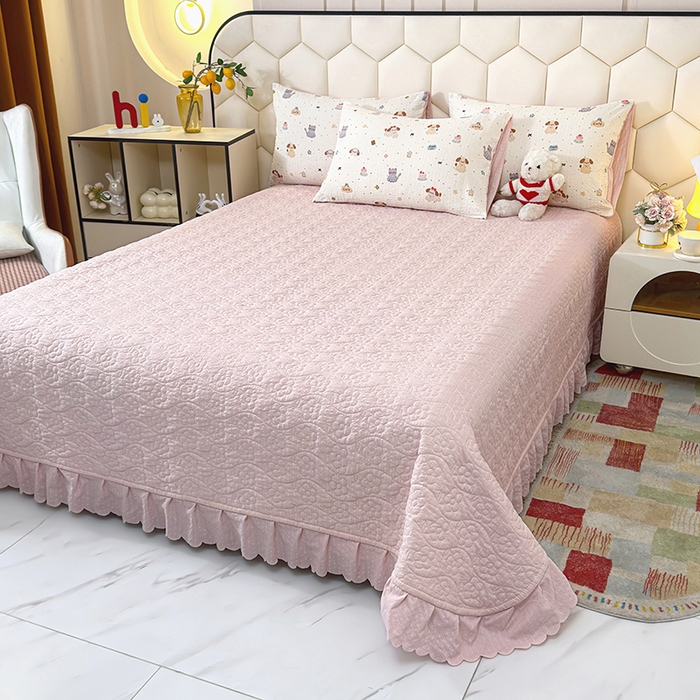 91家纺网 家纺一手货源 找家纺 栩裕纺织 2026新款云感双层纱床盖四件套 萌宠