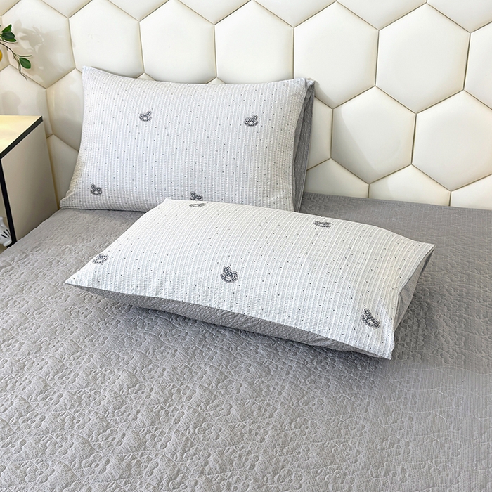 91家纺网 家纺一手货源 找家纺 栩裕纺织 2026新款云感双层纱床盖四件套 幸运马-灰