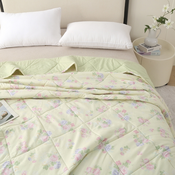 91家纺网 家纺一手货源 找家纺 被多多被业 2026新款皱皱纱夏被夏凉被空调被 朵朵情怀