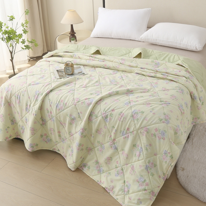 91家纺网 家纺一手货源 找家纺 被多多被业 2026新款皱皱纱夏被夏凉被空调被 朵朵情怀