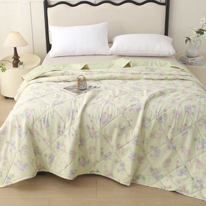 91家纺网 家纺一手货源 找家纺 被多多被业 2026新款皱皱纱夏被夏凉被空调被 朵朵情怀