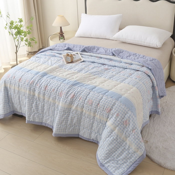 91家纺网 家纺一手货源 找家纺 被多多被业 2026新款皱皱纱夏被夏凉被空调被 芬芳花香