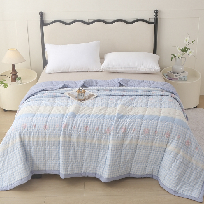 91家纺网 家纺一手货源 找家纺 被多多被业 2026新款皱皱纱夏被夏凉被空调被 芬芳花香