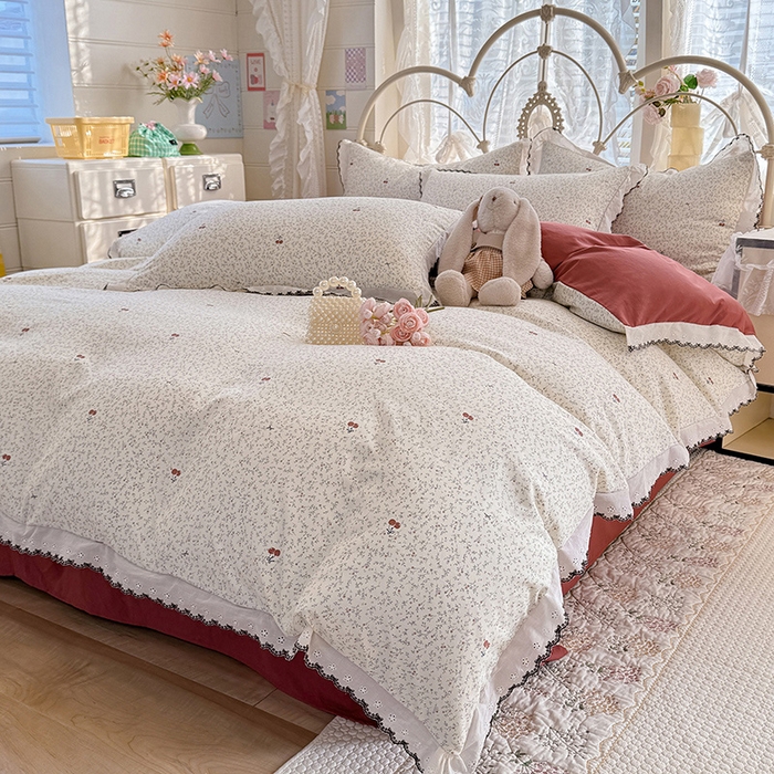 91家纺网 家纺一手货源 找家纺 沐珩家纺 2026新款古法水洗仿棉云感棉印花单枕套 古法-春野樱红