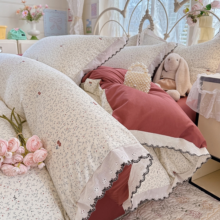 91家纺网 家纺一手货源 找家纺 沐珩家纺 2026新款古法水洗仿棉云感棉印花单枕套 古法-春野樱红