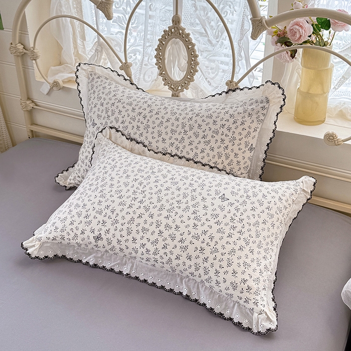 91家纺网 家纺一手货源 找家纺 沐珩家纺 2026新款古法水洗仿棉云感棉印花单枕套 古法-蝶影