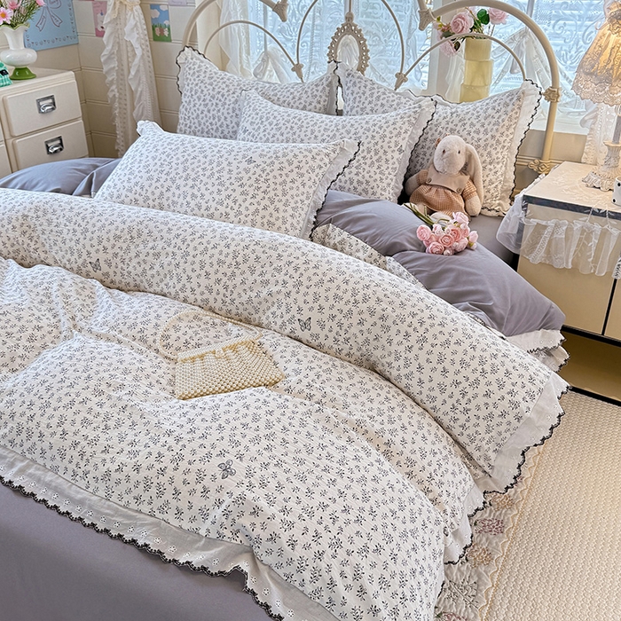 91家纺网 家纺一手货源 找家纺 沐珩家纺 2026新款古法水洗仿棉云感棉印花单枕套 古法-蝶影