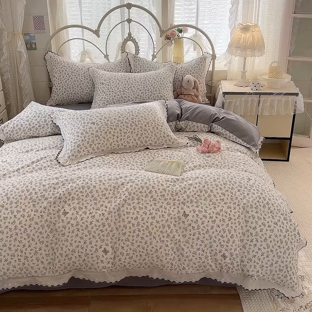 91家纺网 家纺一手货源 找家纺 沐珩家纺 2026新款古法水洗仿棉云感棉印花单枕套 古法-蝶影