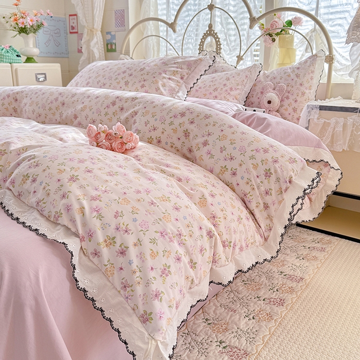 91家纺网 家纺一手货源 找家纺 沐珩家纺 2026新款古法水洗仿棉云感棉印花单枕套 古法-粉漾