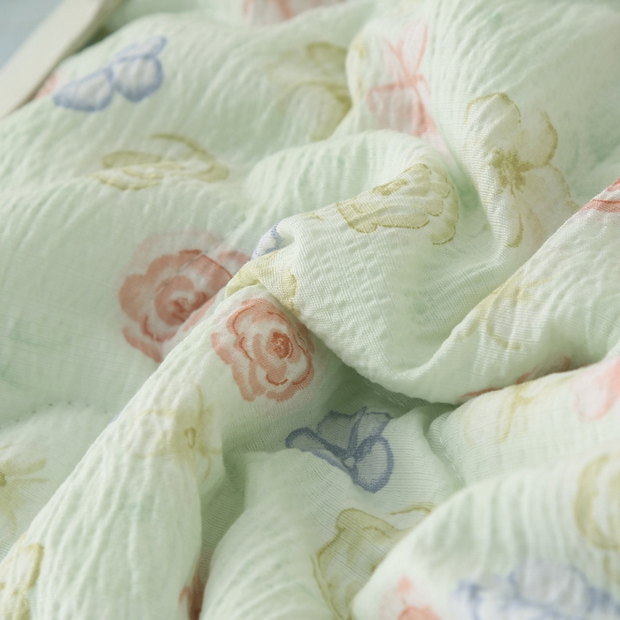 91家纺网 家纺一手货源 找家纺 被多多被业 2026新款皱皱纱夏被夏凉被空调被 清风花影