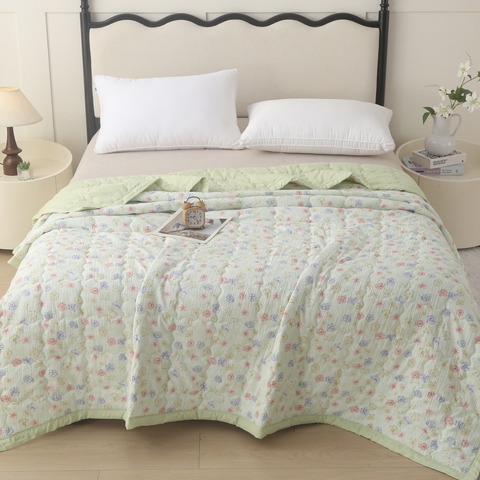 91家纺网 家纺一手货源 找家纺 被多多被业 2026新款皱皱纱夏被夏凉被空调被 清风花影