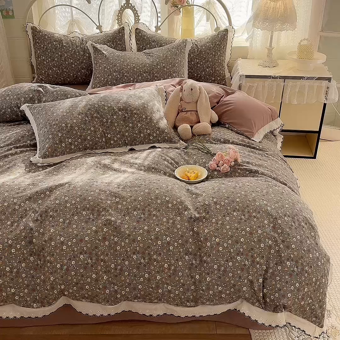 91家纺网 家纺一手货源 找家纺 沐珩家纺 2026新款古法水洗仿棉云感棉印花单枕套 古法-花甸