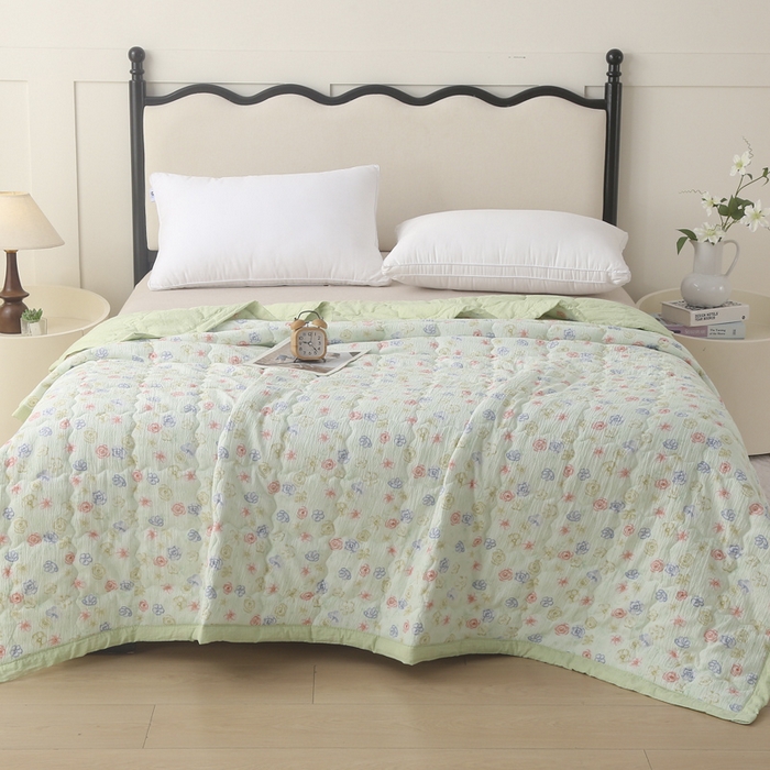 91家纺网 家纺一手货源 找家纺 被多多被业 2026新款皱皱纱夏被夏凉被空调被 清风花影