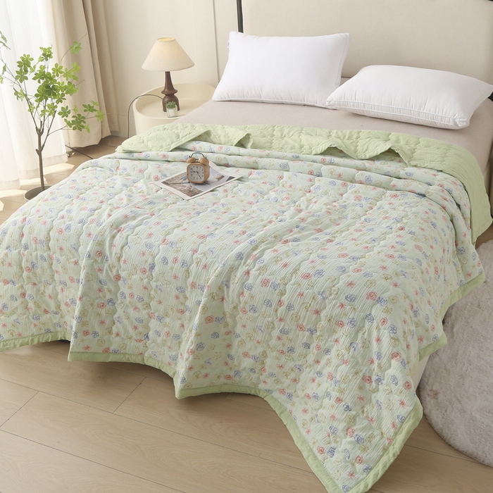 91家纺网 家纺一手货源 找家纺 被多多被业 2026新款皱皱纱夏被夏凉被空调被 清风花影