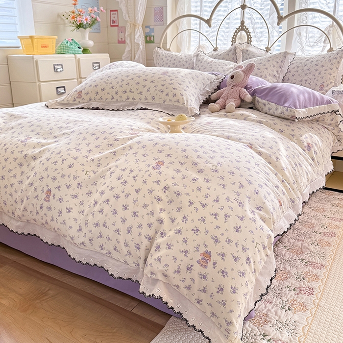 91家纺网 家纺一手货源 找家纺 沐珩家纺 2026新款古法水洗仿棉云感棉印花单枕套 古法-花田兔