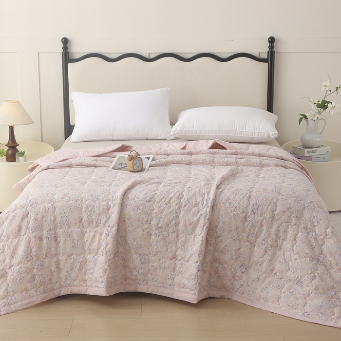 91家纺网 家纺一手货源 找家纺 被多多被业 2026新款皱皱纱夏被夏凉被空调被 欣然花开