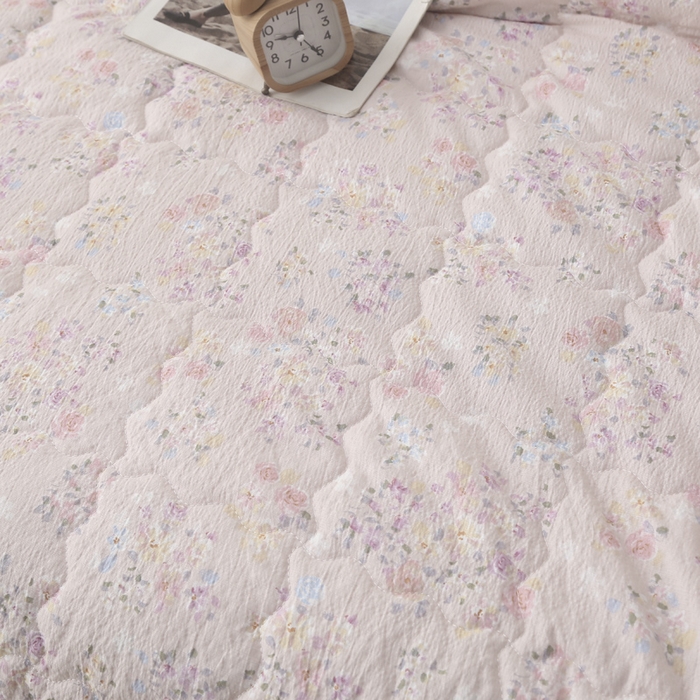 91家纺网 家纺一手货源 找家纺 被多多被业 2026新款皱皱纱夏被夏凉被空调被 欣然花开