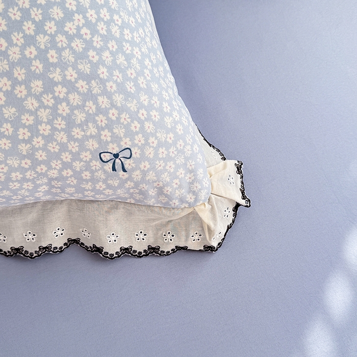 91家纺网 家纺一手货源 找家纺 沐珩家纺 2026新款古法水洗仿棉云感棉印花单枕套 古法-蓝调星芒