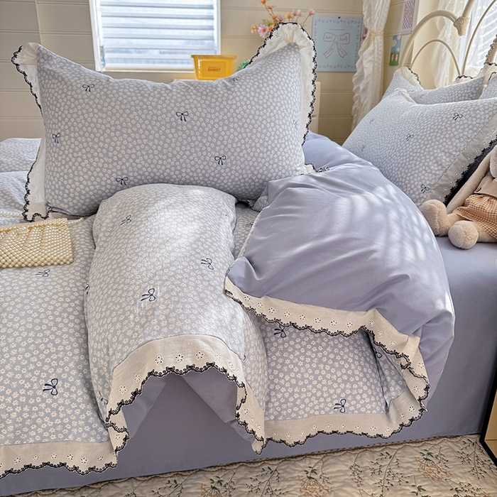 91家纺网 家纺一手货源 找家纺 沐珩家纺 2026新款古法水洗仿棉云感棉印花单枕套 古法-蓝调星芒