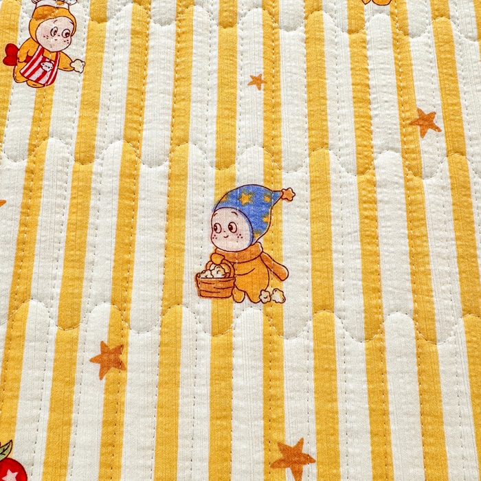 91家纺网 家纺一手货源 找家纺 2026新款云感双层纱印花夹棉床盖 星星人