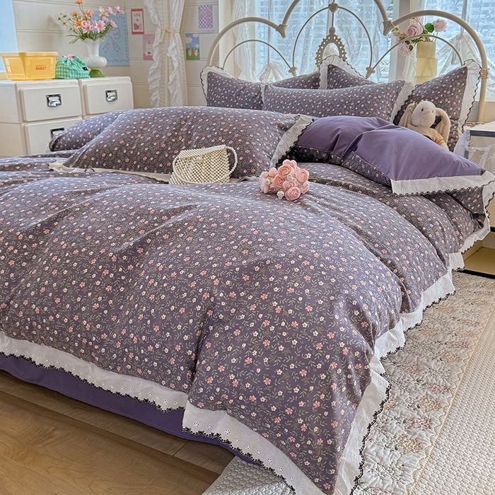 91家纺网 家纺一手货源 找家纺 沐珩家纺 2026新款古法水洗仿棉云感棉印花单枕套 古法-紫藤漫想