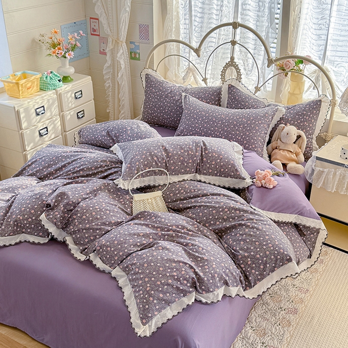 91家纺网 家纺一手货源 找家纺 沐珩家纺 2026新款古法水洗仿棉云感棉印花单枕套 古法-紫藤漫想