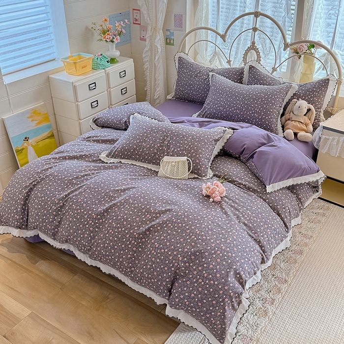 91家纺网 家纺一手货源 找家纺 沐珩家纺 2026新款古法水洗仿棉云感棉印花单枕套 古法-紫藤漫想