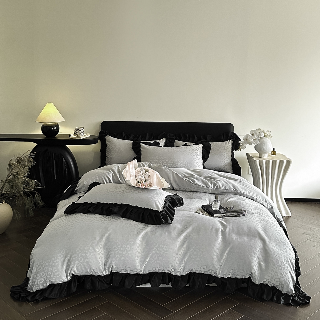 ab家纺 2026新款真丝提花四件套 幻影灰