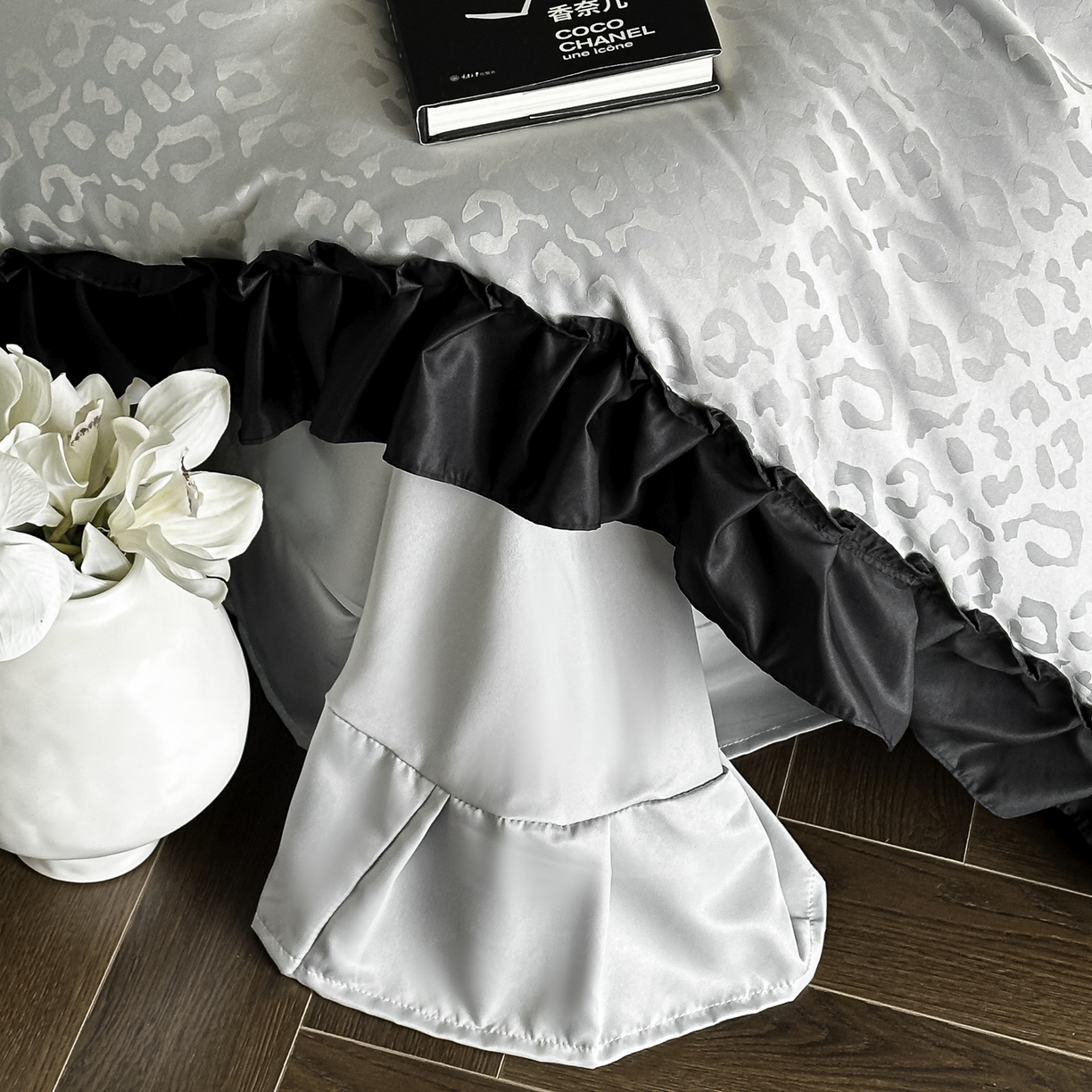 91家纺网 家纺一手货源 找家纺 ab家纺 2026新款真丝提花四件套 幻影灰