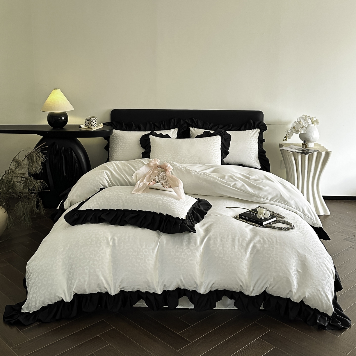 ab家纺 2026新款真丝提花四件套 奶油白