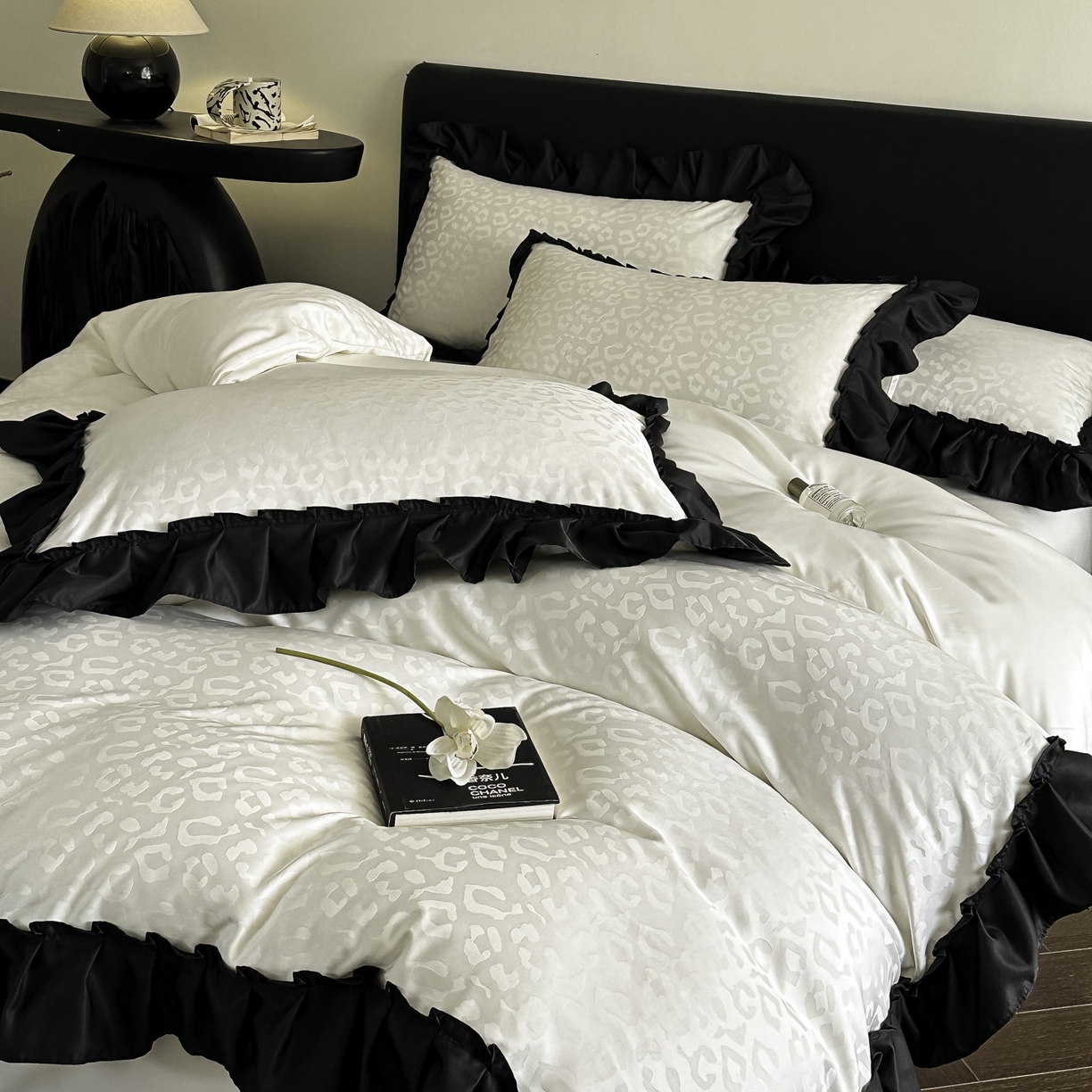 91家纺网 家纺一手货源 找家纺 ab家纺 2026新款真丝提花四件套 奶油白