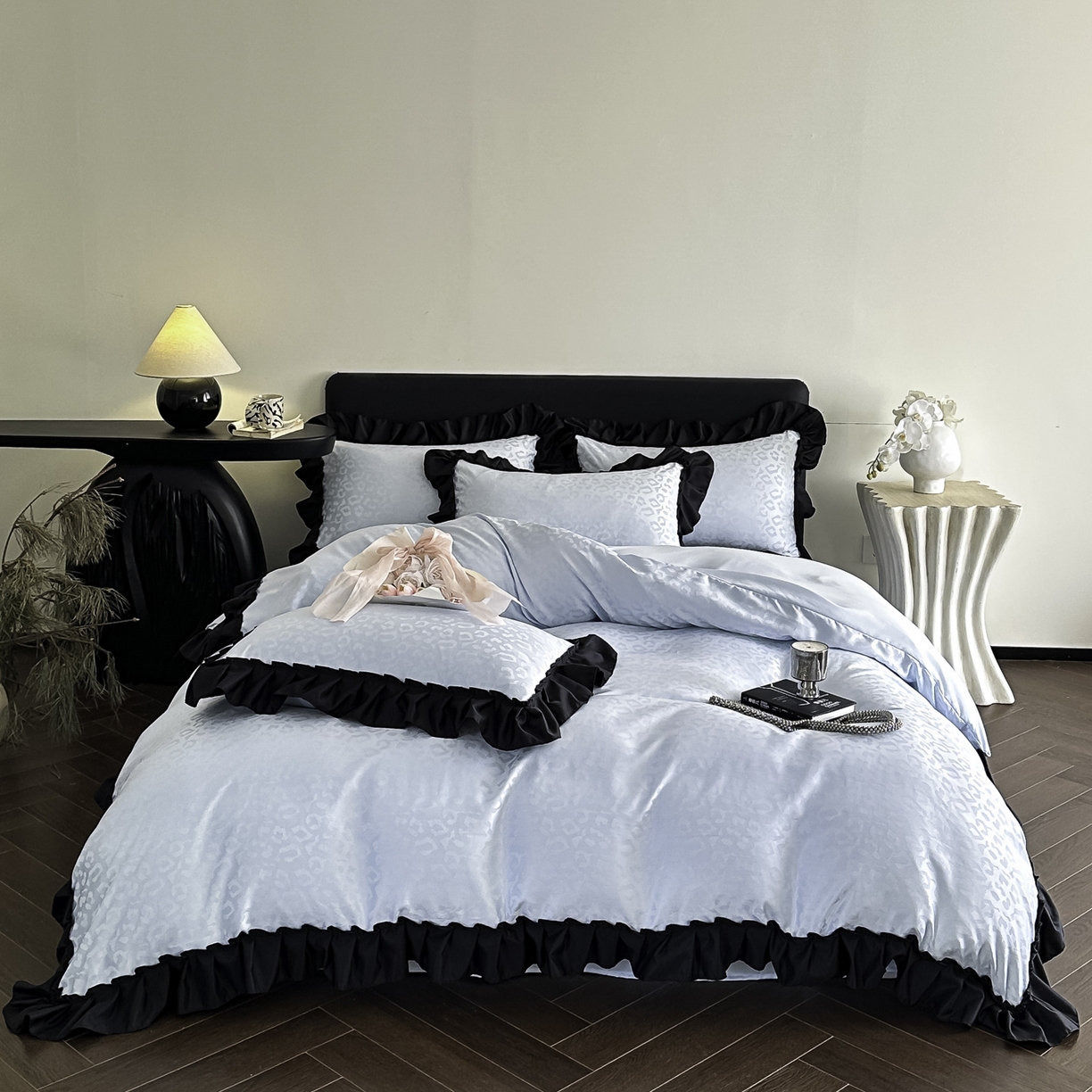 ab家纺 2026新款真丝提花四件套 天空蓝