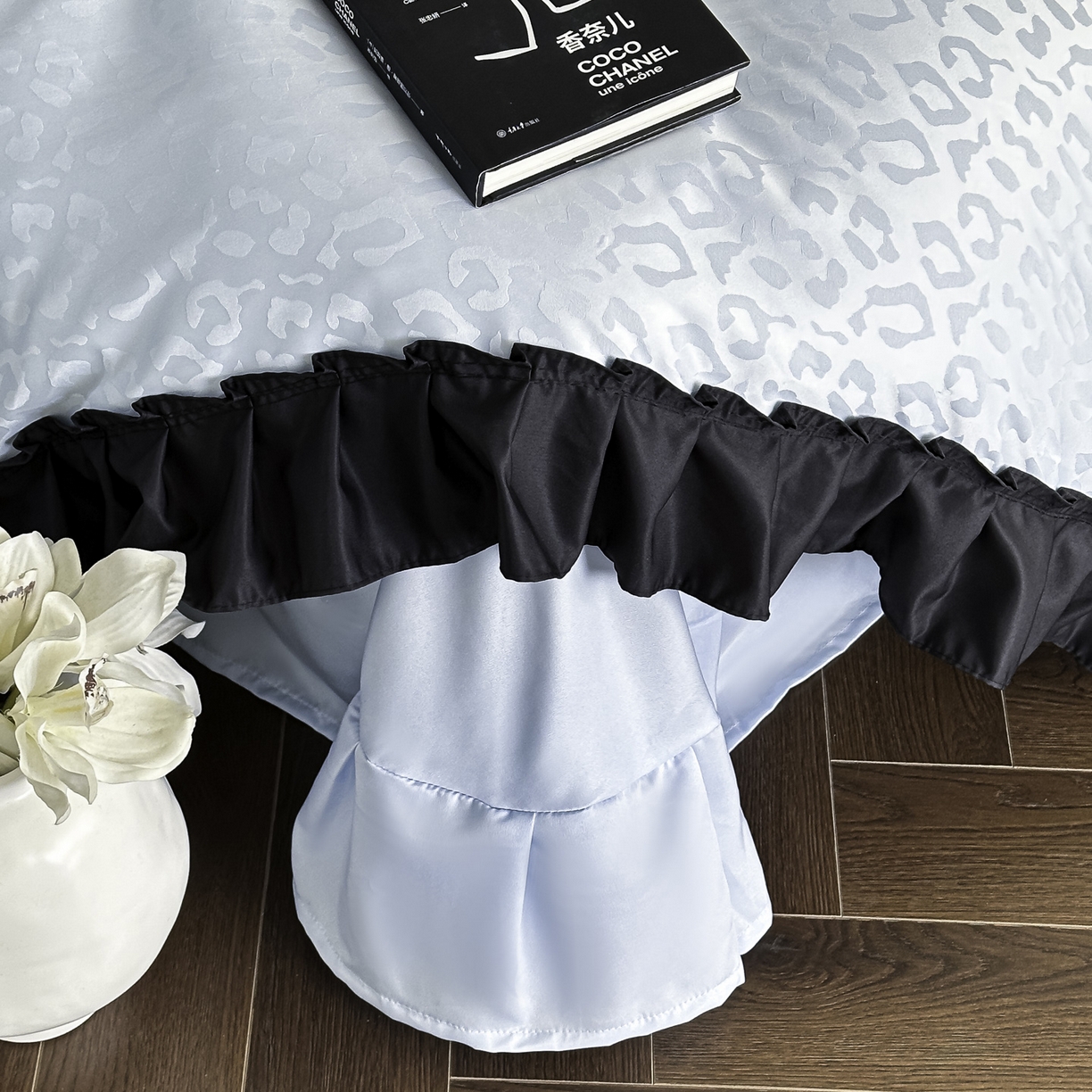 91家纺网 家纺一手货源 找家纺 ab家纺 2026新款真丝提花四件套 天空蓝