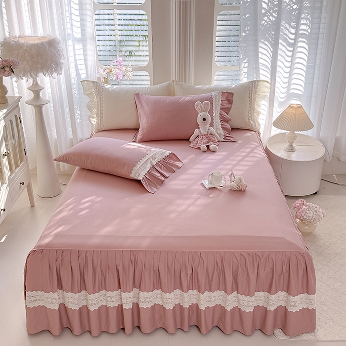 91家纺网 家纺一手货源 找家纺 （总）美达家纺 2026新款纯色13372全棉床裙法式镂空庄园风