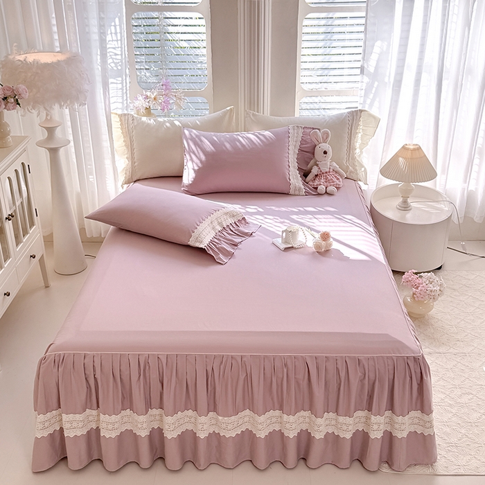 91家纺网 家纺一手货源 找家纺 （总）美达家纺 2026新款纯色13372全棉床裙法式镂空庄园风