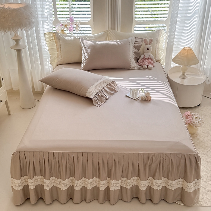 91家纺网 家纺一手货源 找家纺 （总）美达家纺 2026新款纯色13372全棉床裙法式镂空庄园风