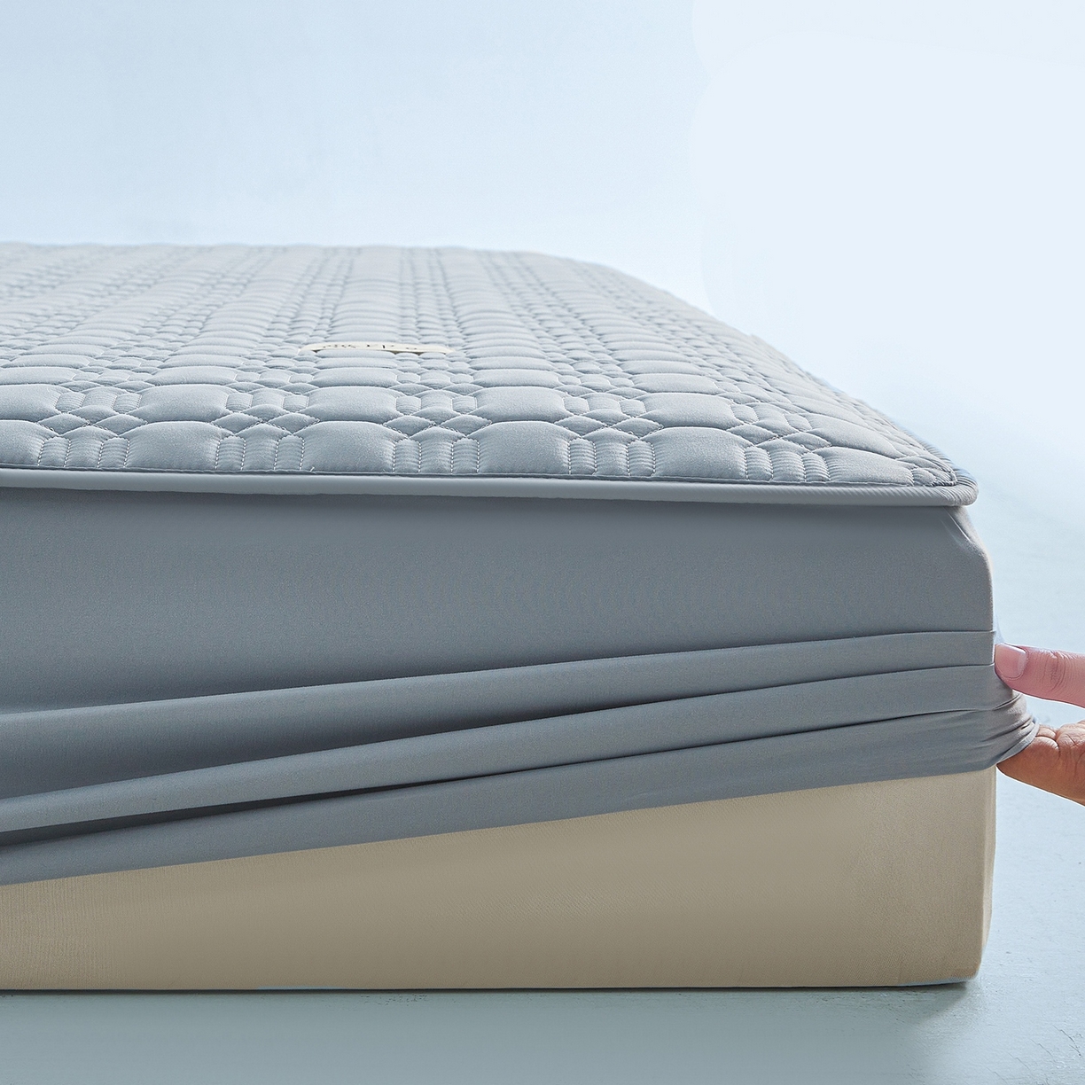 91家纺网 家纺一手货源 找家纺 女子家纺 2026新款大豆纤维深睡床笠 秋波蓝