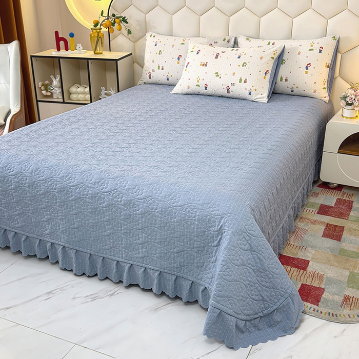 91家纺网 家纺一手货源 找家纺 凤杰家纺 2026新款云感双层纱床盖四件套 百变马力