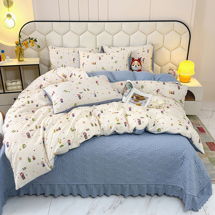 凤杰家纺 2026新款云感双层纱床盖四件套 百变马力