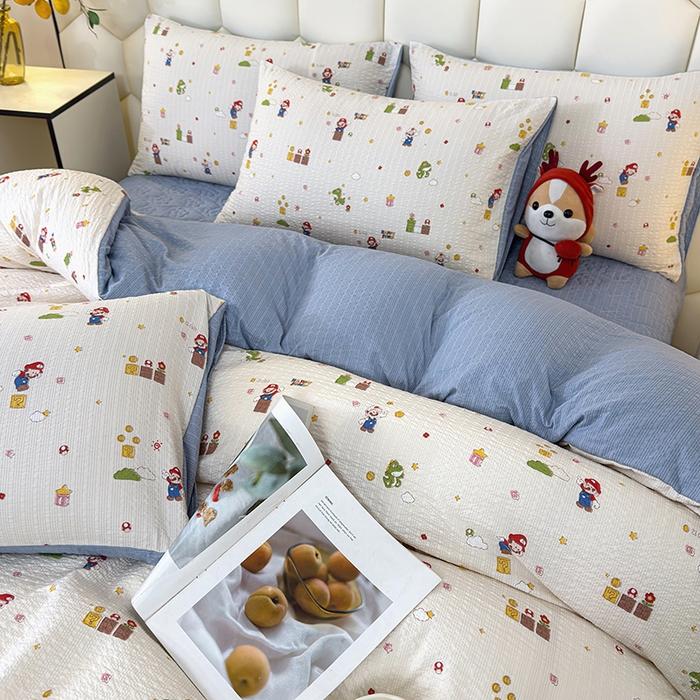 91家纺网 家纺一手货源 找家纺 凤杰家纺 2026新款云感双层纱床盖四件套 百变马力