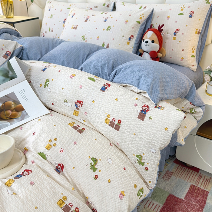 91家纺网 家纺一手货源 找家纺 凤杰家纺 2026新款云感双层纱床盖四件套 百变马力