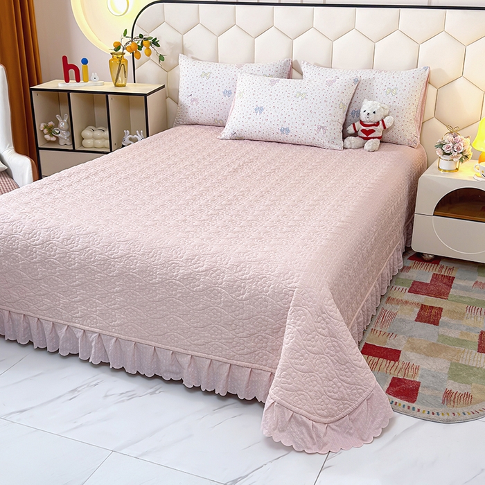 91家纺网 家纺一手货源 找家纺 凤杰家纺 2026新款云感双层纱床盖四件套 半糖少女