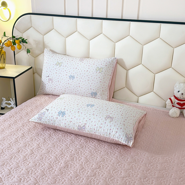 91家纺网 家纺一手货源 找家纺 凤杰家纺 2026新款云感双层纱床盖四件套 半糖少女