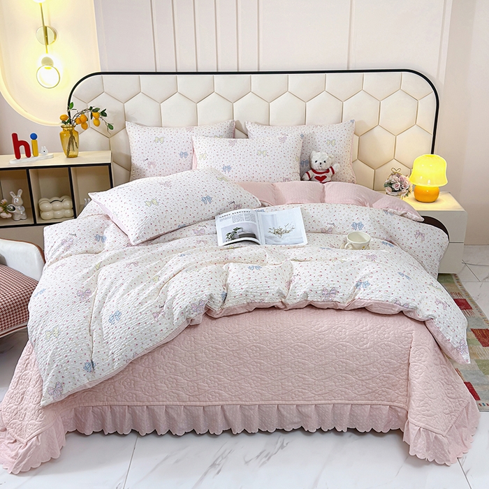 凤杰家纺 2026新款云感双层纱床盖四件套 半糖少女