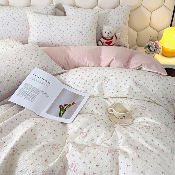 91家纺网 家纺一手货源 找家纺 凤杰家纺 2026新款云感双层纱床盖四件套 恋爱曲